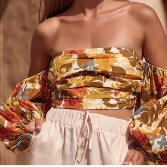 Amalie The Label Showpo Floral Off-Shoulder Blouse size 12 Ariesey - Picture 2 of 16